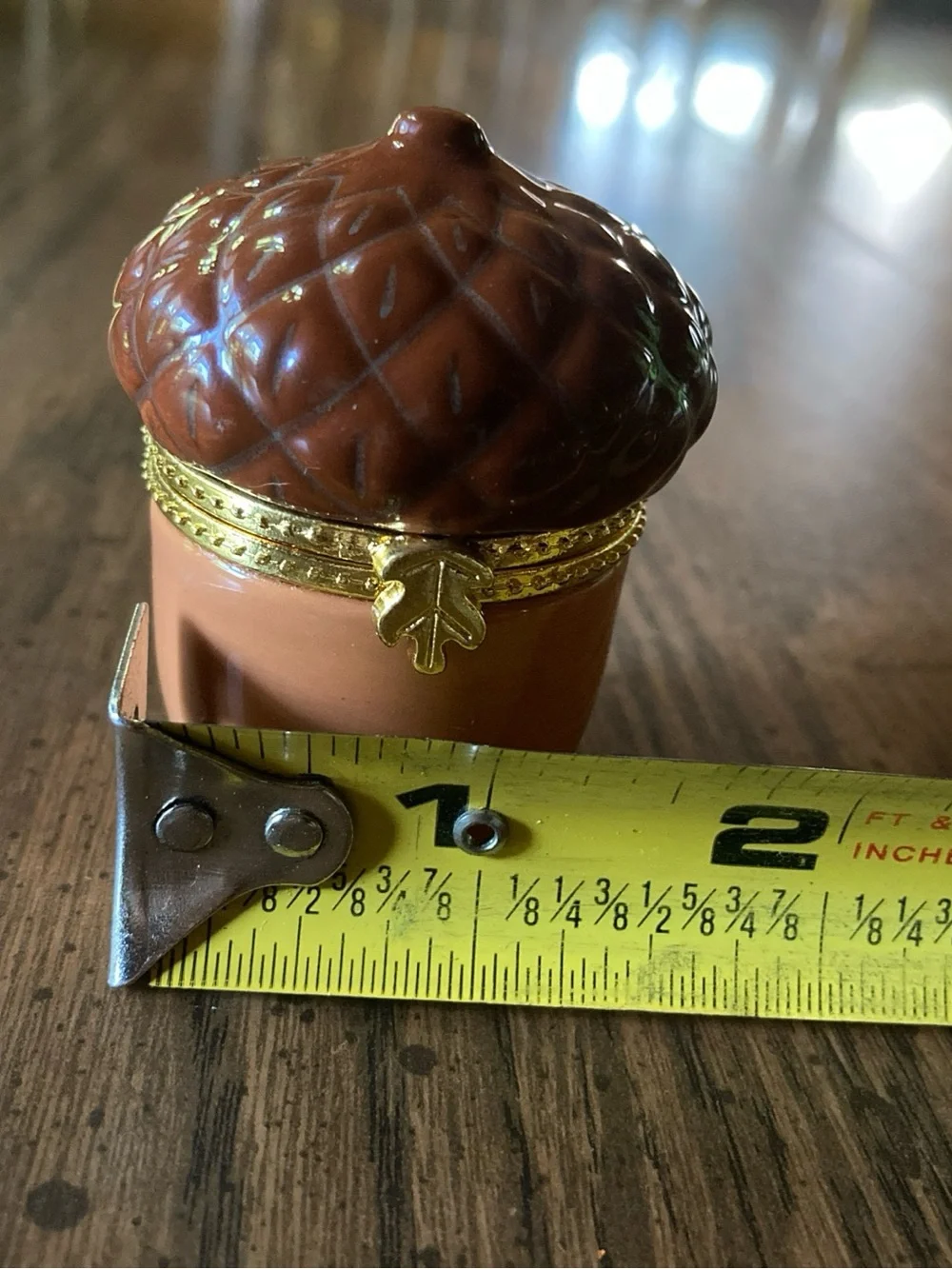 Vtg 90s hallmark mini Acorn Trinket Box with Gold Accent